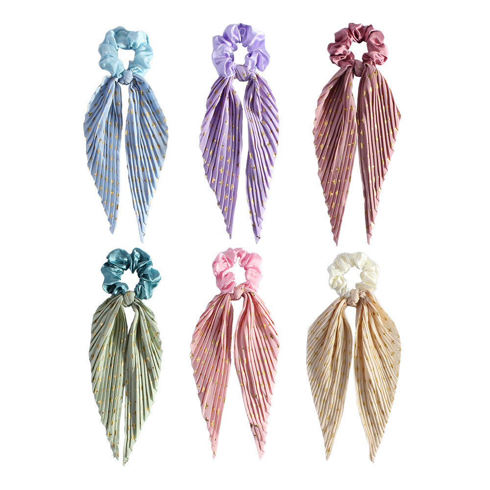 Cute Silk Ponytail Hair Loop Hair Band Hair Accessories Floral Headrope Retro Elastic Printed Hair Rope Women Girl - Sluxe Fashions