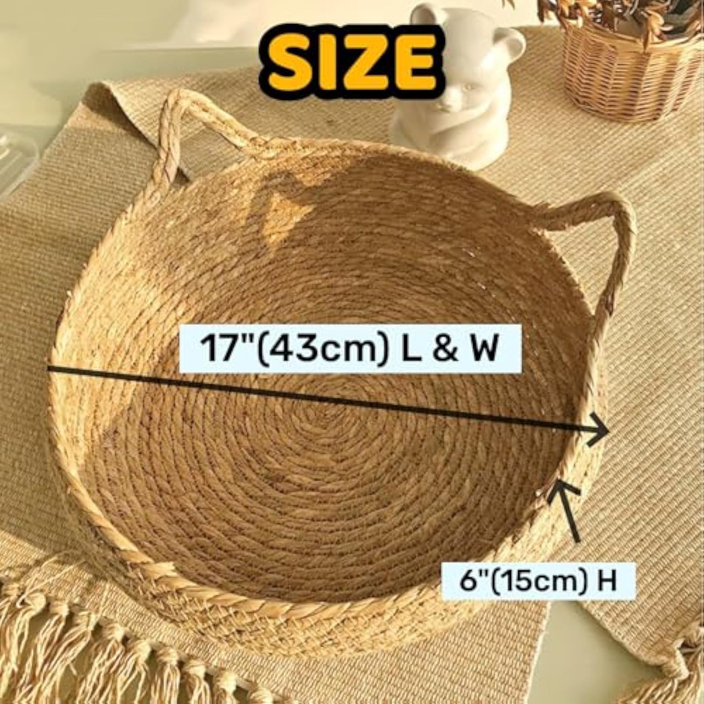 Natural Woven Cat Bed With Soft Cushion, Handmade Braided Cattail Leaf Pet House, Eco-Friendly Straw Nest Sluxe Global