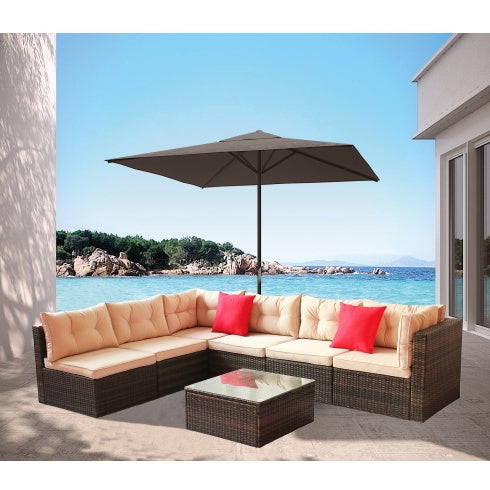 Patio Furniture Set PE Rattan Sectional Garden Furniture Corner Sofa Set - Sluxe Global