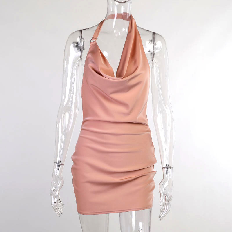 Satin Party Dress V Neck Backless Mini Sleeveless Summer Party Dress Sluxe Global