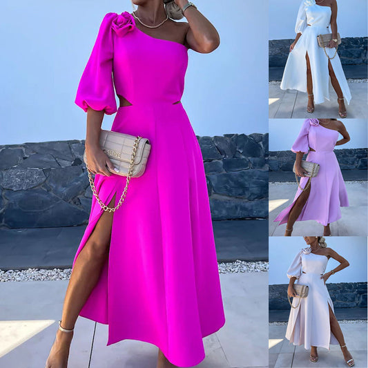 Women's Fashion Casual Party Satin Dress - Sluxe Fashions